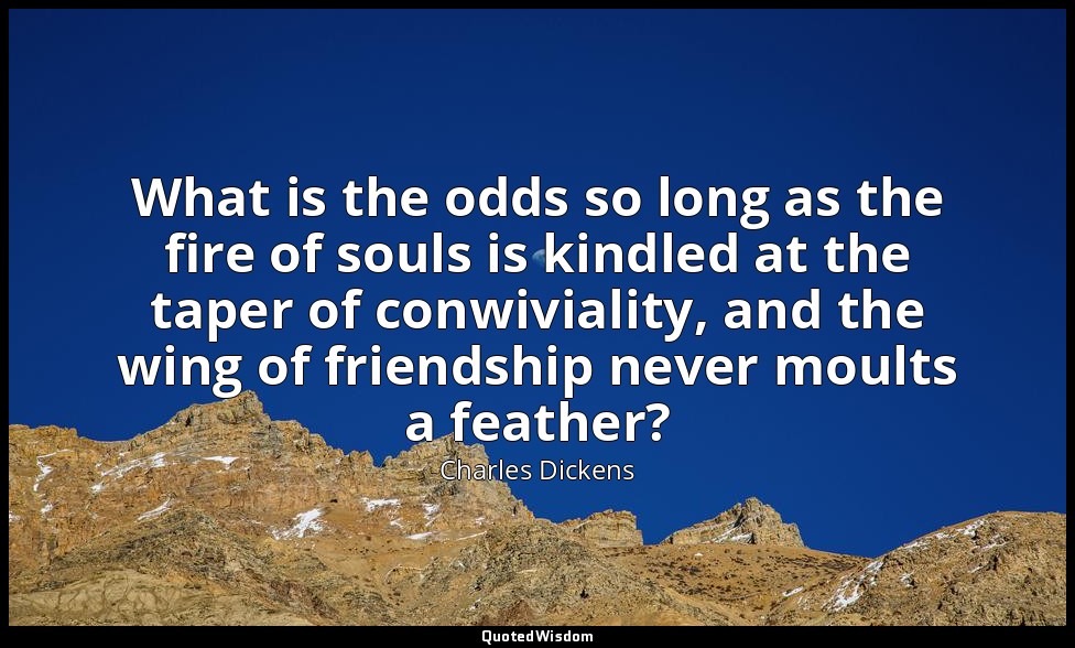 What is the odds so long as the fire of souls is kindled at the taper of conwivi — Charles Dickens