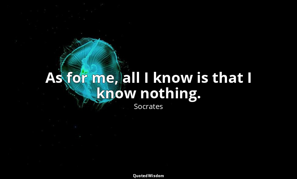 As for me, all I know is that I know nothing. — Socrates