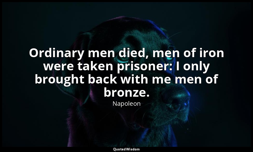 Ordinary men died, men of iron were taken prisoner: I only brought back with me  — Napoleon