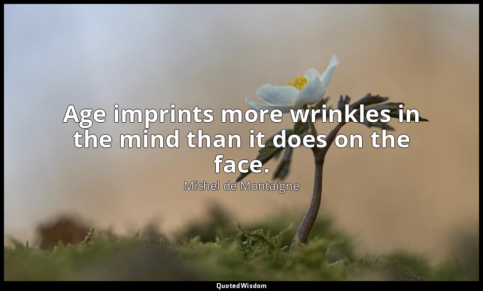 Age imprints more wrinkles in the mind than it does on the face. — Michel de Montaigne