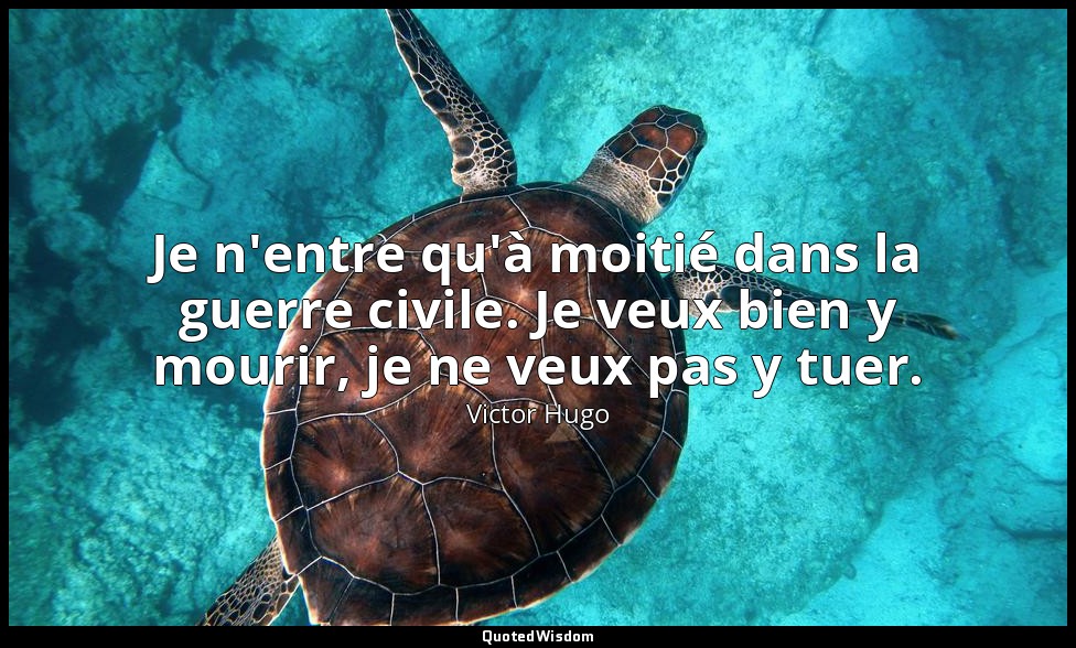 Je n'entre qu'à moitié dans la guerre civile. Je veux bien y mourir, je ne veux  — Victor Hugo