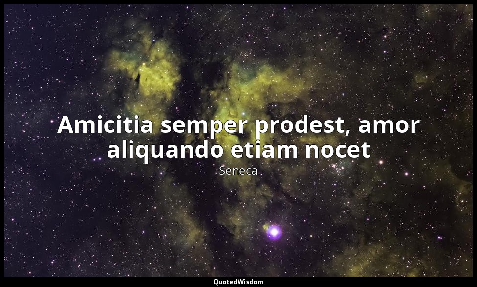 Amicitia semper prodest, amor aliquando etiam nocet — Seneca