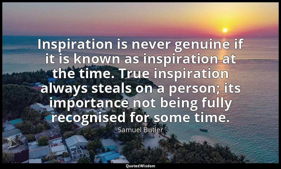 Inspiration is never genuine if it is known as inspiration at the time. True ins — Samuel Butler