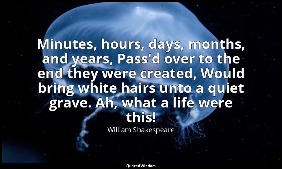 Minutes, hours, days, months, and years, Pass'd over to the end they were create — William Shakespeare