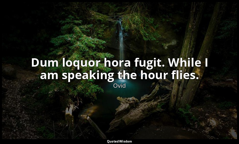 Dum loquor hora fugit. While I am speaking the hour flies. — Ovid