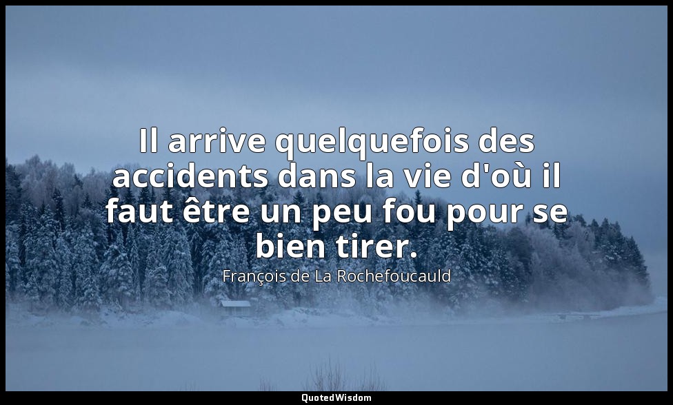 Il arrive quelquefois des accidents dans la vie d'où il faut être un peu fou pou — François de La Rochefoucauld
