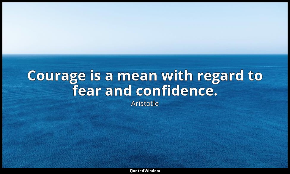 Courage is a mean with regard to fear and confidence. — Aristotle