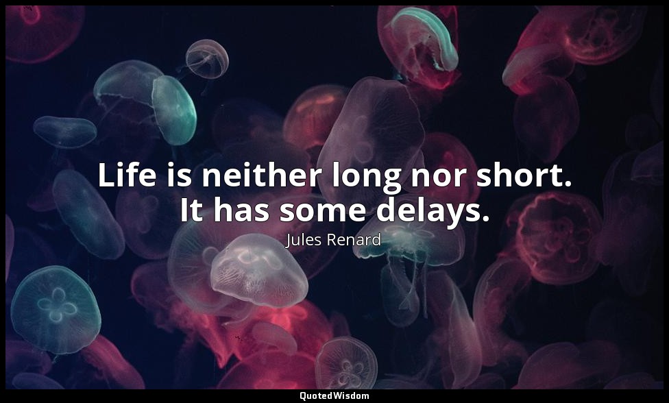 Life is neither long nor short. It has some delays. — Jules Renard