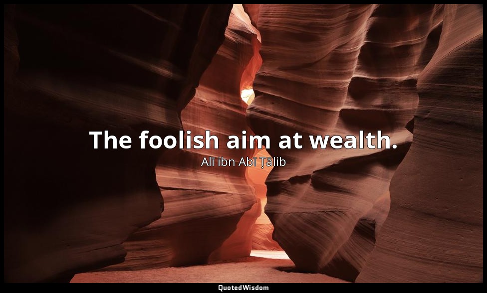 The foolish aim at wealth. — Alī ibn Abī Ṭālib