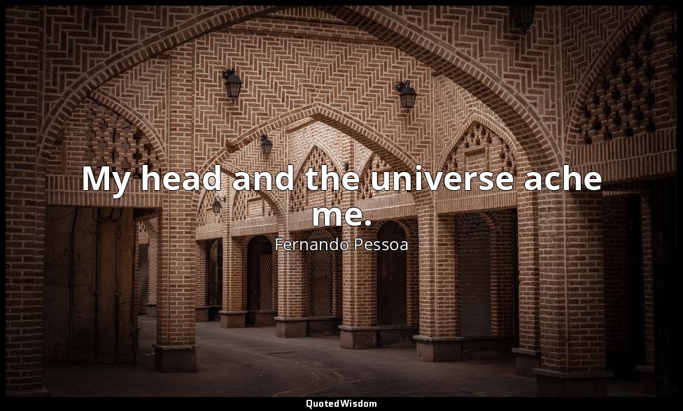 My head and the universe ache me. — Fernando Pessoa