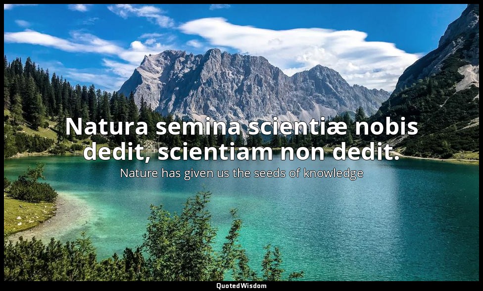 Natura semina scientiæ nobis dedit, scientiam non dedit. — Nature has given us the seeds of knowledge