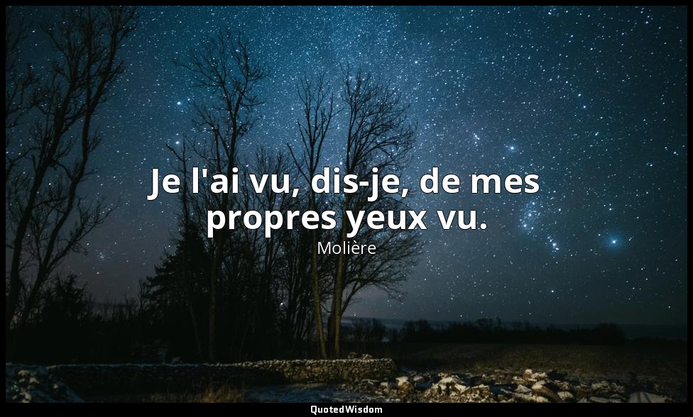 Je l'ai vu, dis-je, de mes propres yeux vu. — Molière