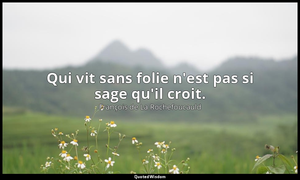 Qui vit sans folie n'est pas si sage qu'il croit. — François de La Rochefoucauld