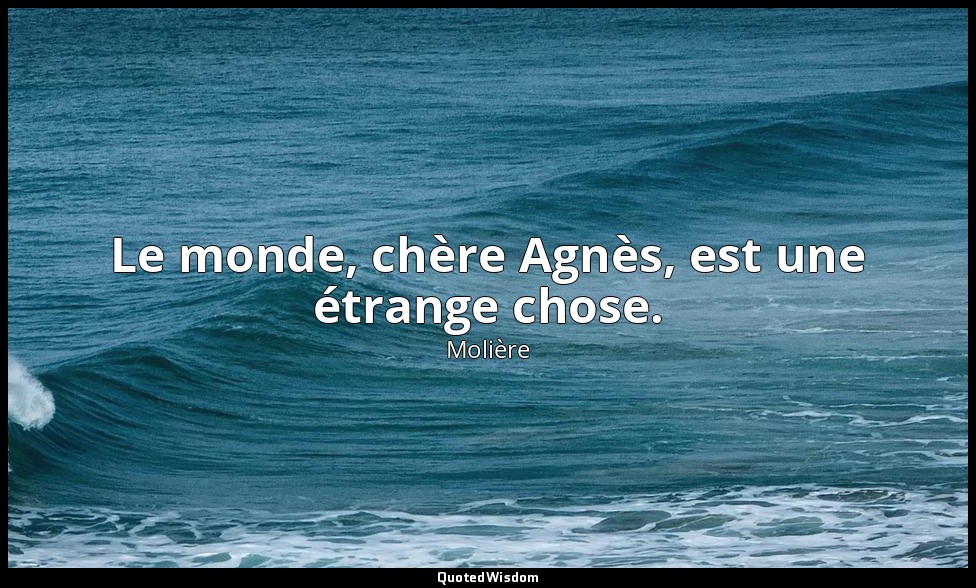 Le monde, chère Agnès, est une étrange chose. — Molière
