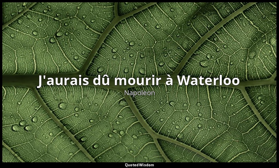 J'aurais dû mourir à Waterloo — Napoleon