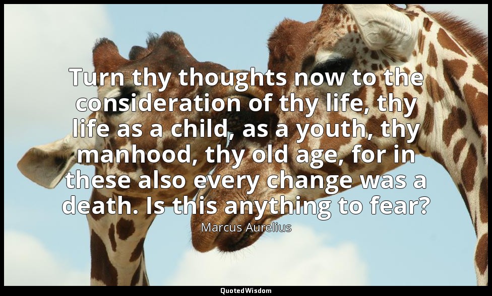 Turn thy thoughts now to the consideration of thy life, thy life as a child, as  — Marcus Aurelius