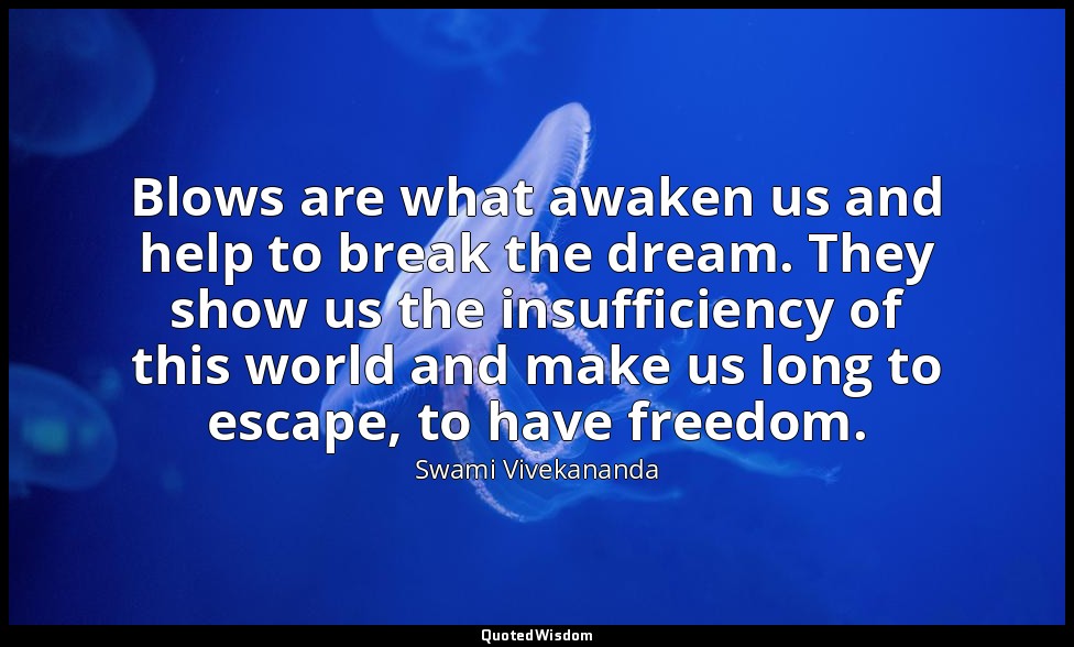 Blows are what awaken us and help to break the dream. They show us the insuffici — Swami Vivekananda