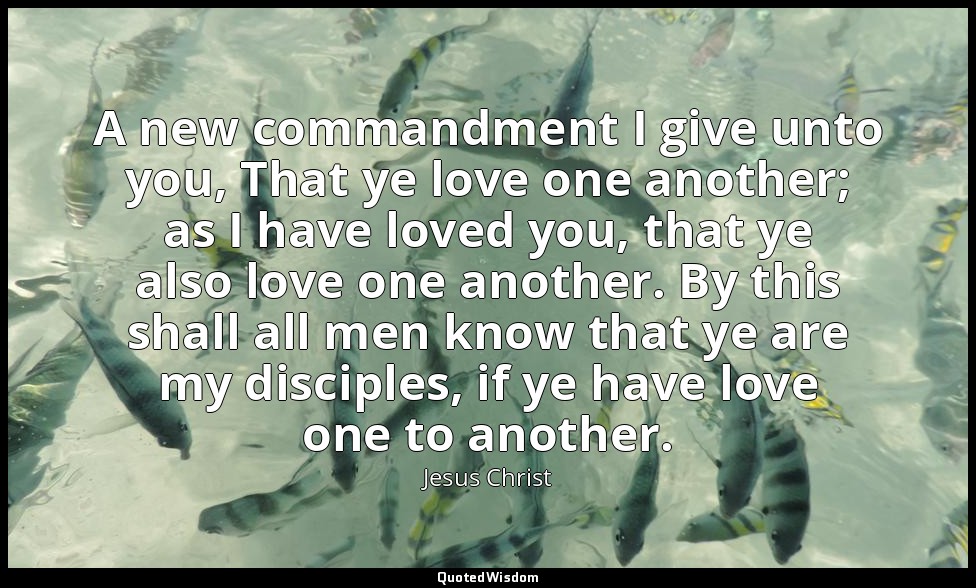 A new commandment I give unto you, That ye love one another; as I have loved you — Jesus Christ