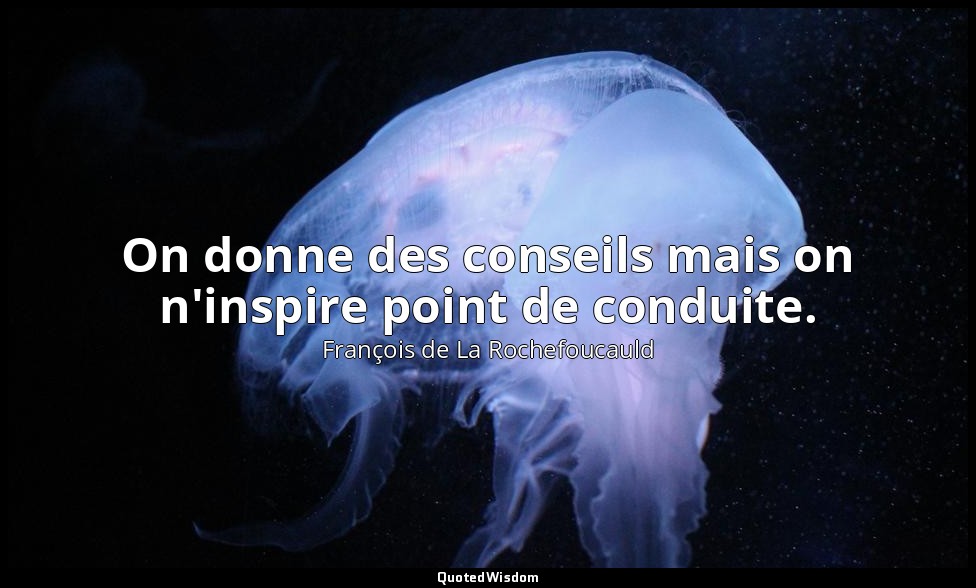 On donne des conseils mais on n'inspire point de conduite. — François de La Rochefoucauld