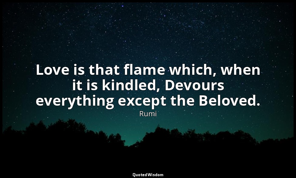 Love is that flame which, when it is kindled, Devours everything except the Belo — Rumi