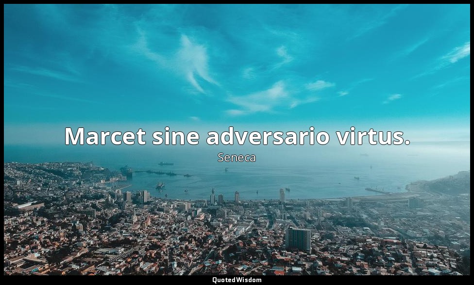 Marcet sine adversario virtus. — Seneca