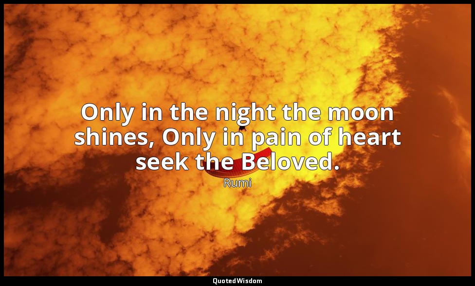 Only in the night the moon shines, Only in pain of heart seek the Beloved. — Rumi