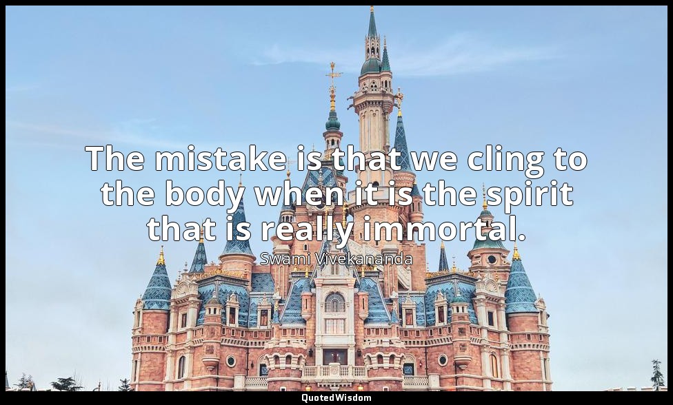 The mistake is that we cling to the body when it is the spirit that is really im — Swami Vivekananda