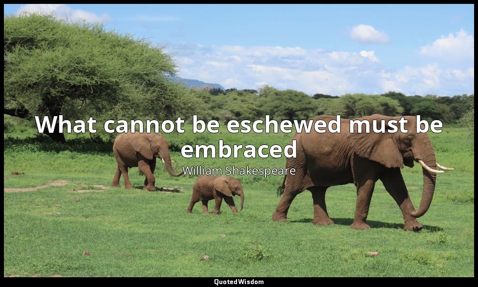 What cannot be eschewed must be embraced — William Shakespeare