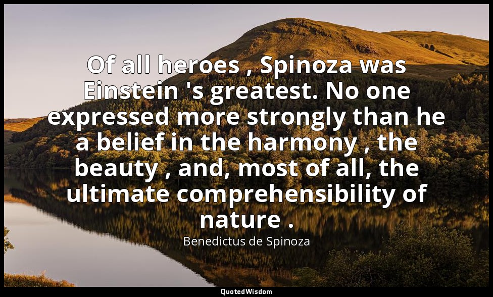 Of all heroes , Spinoza was Einstein 's greatest. No one expressed more strongly — Benedictus de Spinoza