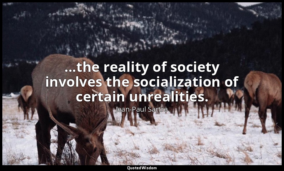 ...the reality of society involves the socialization of certain unrealities. — Jean-Paul Sartre
