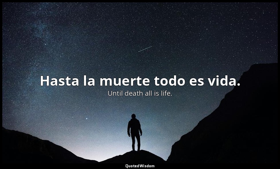 Hasta la muerte todo es vida. — Until death all is life.