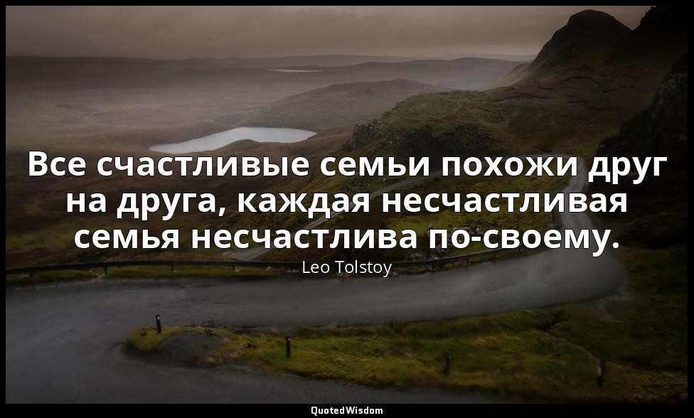 Все счастливые семьи похожи друг на друга, каждая несчастливая семья несчастлива — Leo Tolstoy