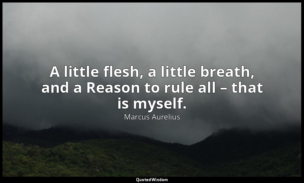 A little flesh, a little breath, and a Reason to rule all – that is myself. — Marcus Aurelius