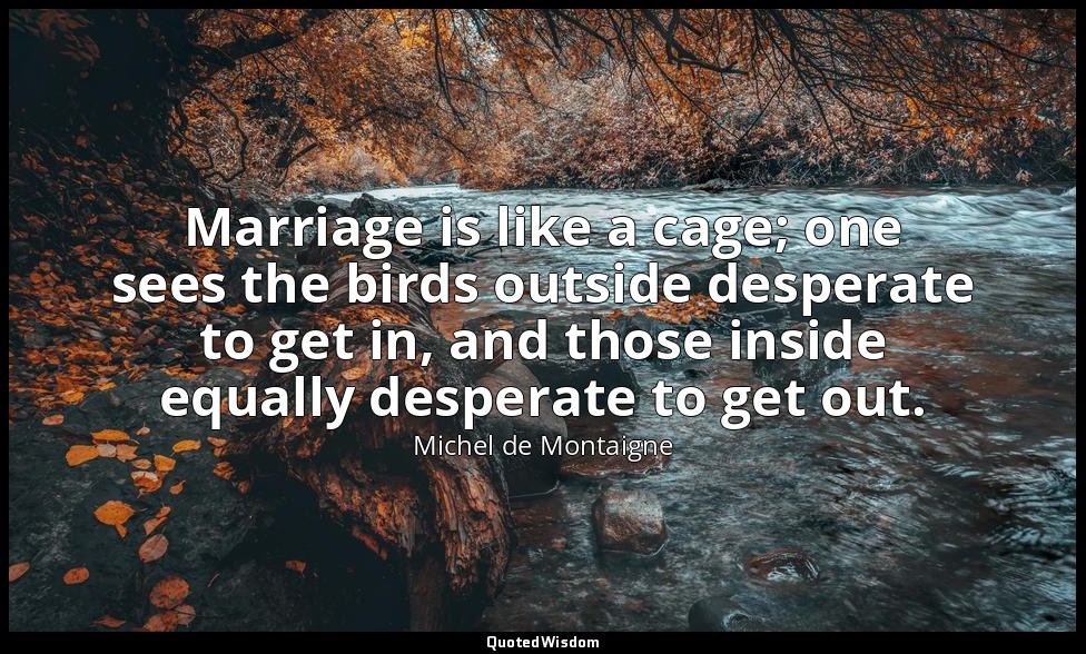 Marriage is like a cage; one sees the birds outside desperate to get in, and tho — Michel de Montaigne