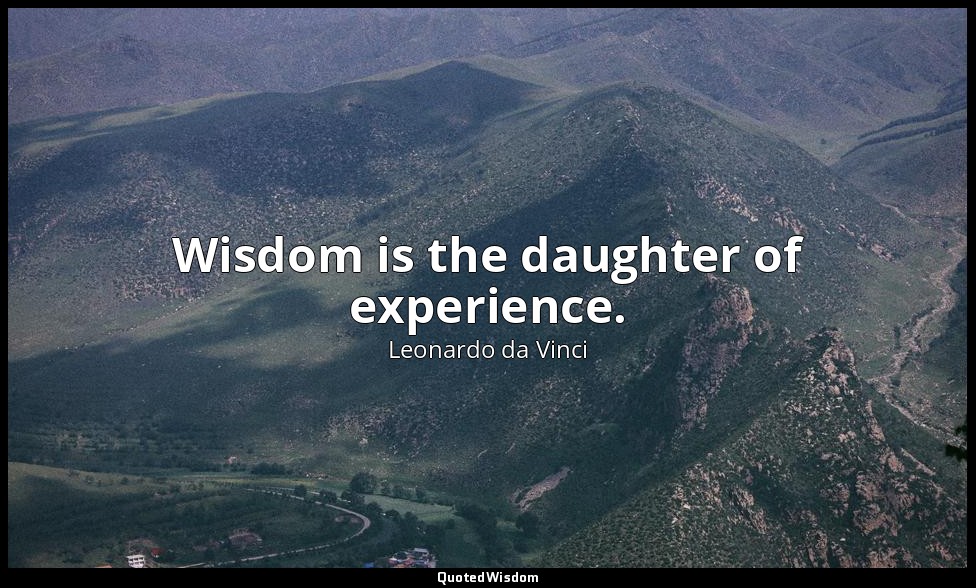 Wisdom is the daughter of experience. — Leonardo da Vinci
