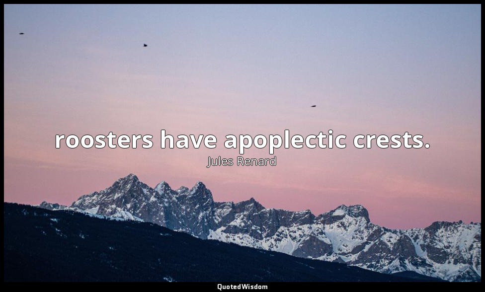 roosters have apoplectic crests. — Jules Renard