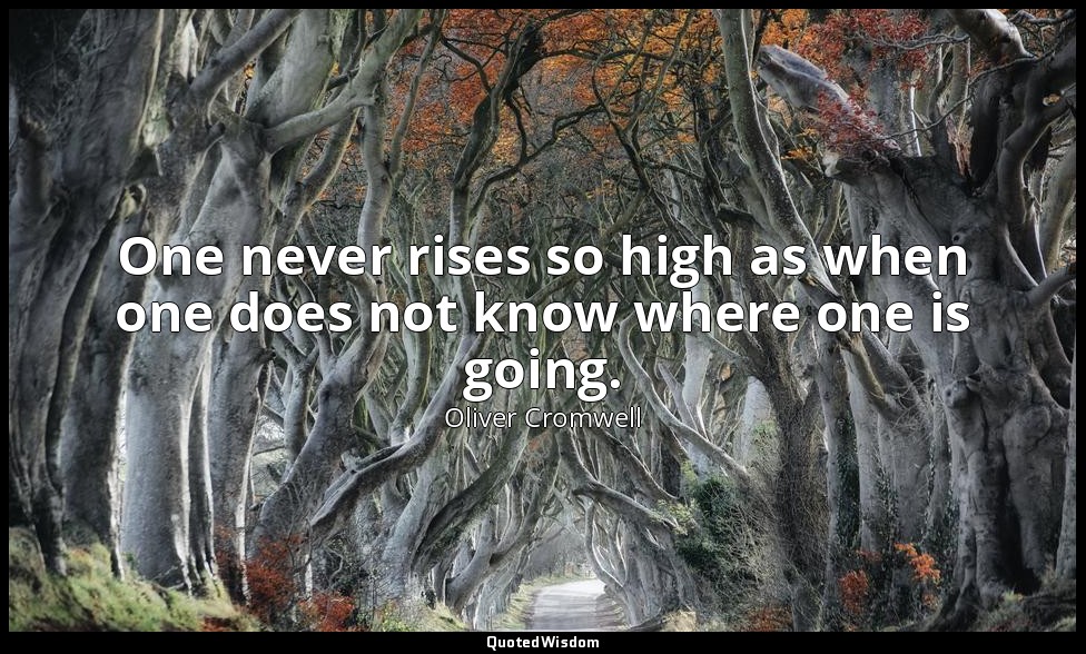 One never rises so high as when one does not know where one is going. — Oliver Cromwell