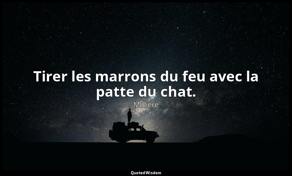 Tirer les marrons du feu avec la patte du chat. — Molière