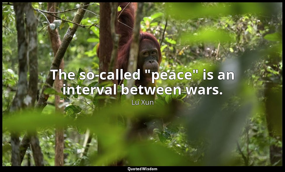 The so-called "peace" is an interval between wars. — Lu Xun