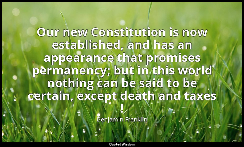Our new Constitution is now established, and has an appearance that promises per — Benjamin Franklin