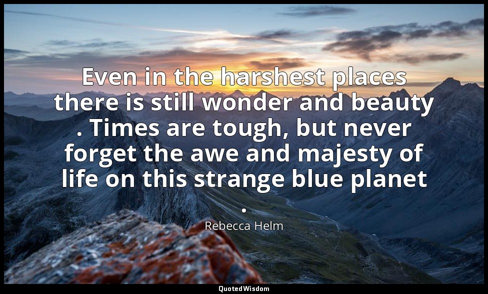 Even in the harshest places there is still wonder and beauty . Times are tough,  — Rebecca Helm