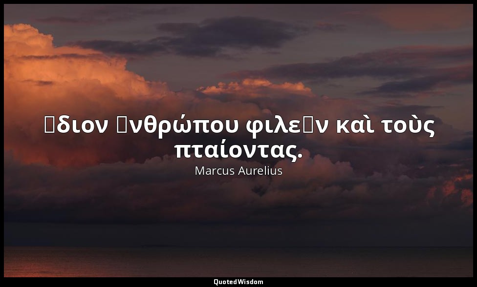 Ἴδιον ἀνθρώπου φιλεῖν καὶ τοὺς πταίοντας. — Marcus Aurelius