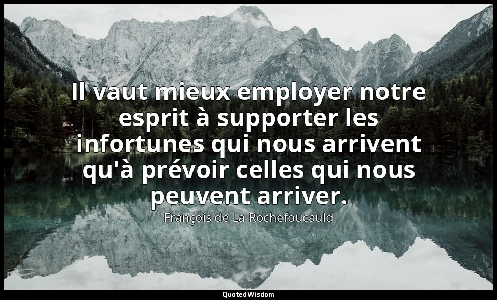 Il vaut mieux employer notre esprit à supporter les infortunes qui nous arrivent — François de La Rochefoucauld