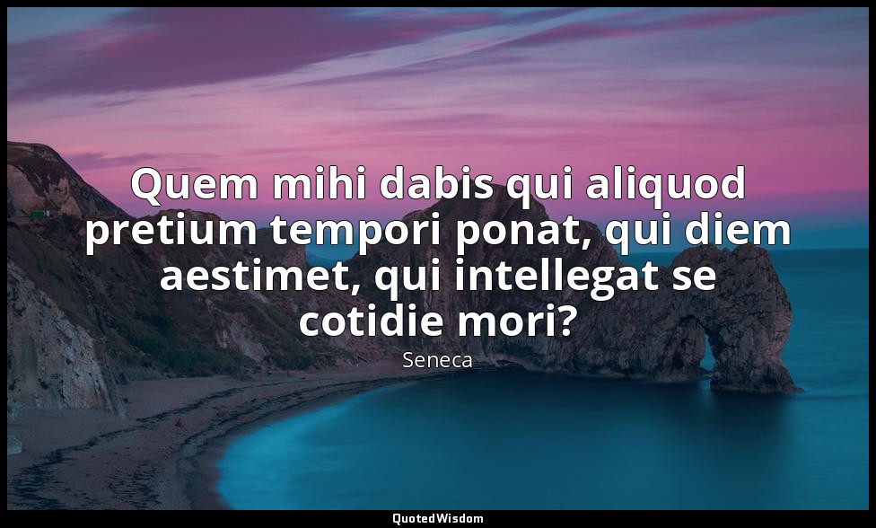 Quem mihi dabis qui aliquod pretium tempori ponat, qui diem aestimet, qui intell — Seneca
