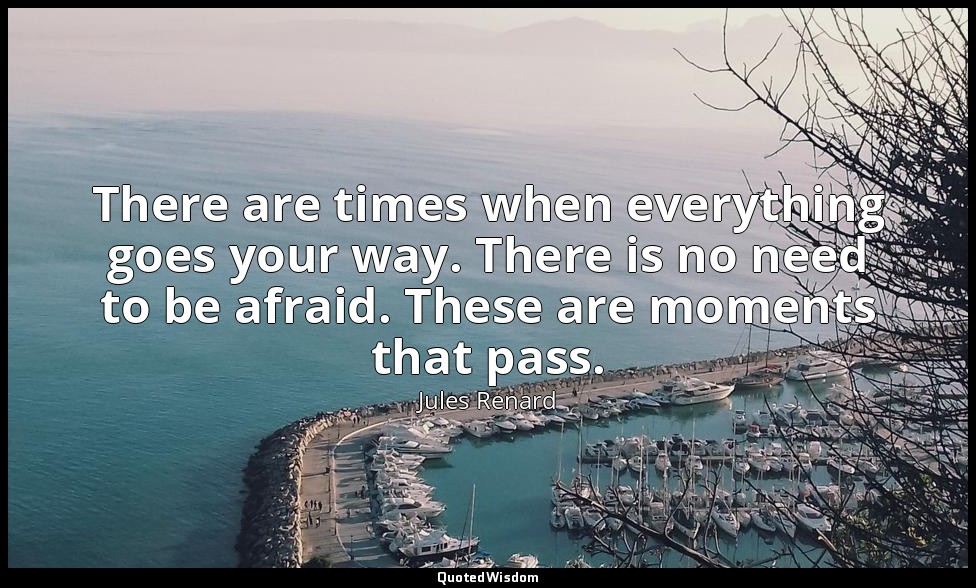 There are times when everything goes your way. There is no need to be afraid. Th — Jules Renard