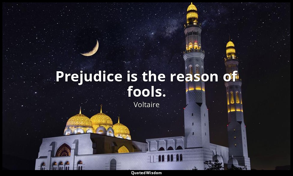 Prejudice is the reason of fools. — Voltaire