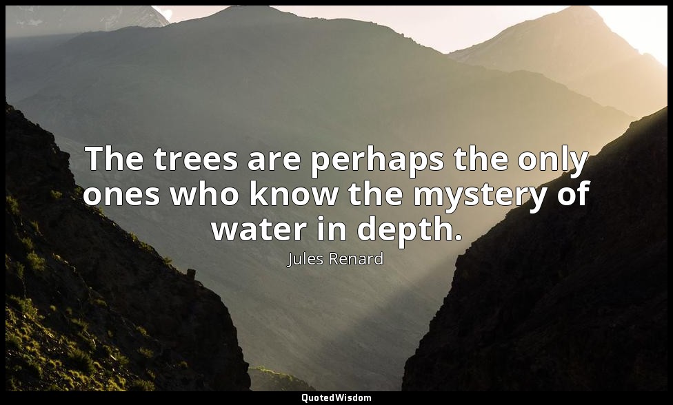 The trees are perhaps the only ones who know the mystery of water in depth. — Jules Renard