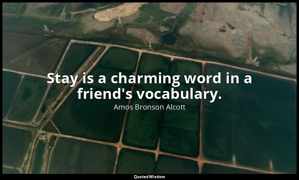 Stay is a charming word in a friend's vocabulary. — Amos Bronson Alcott