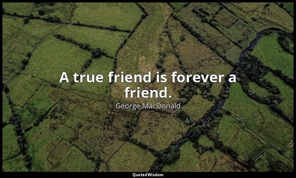 A true friend is forever a friend. — George MacDonald