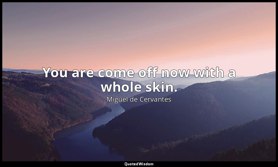 You are come off now with a whole skin. — Miguel de Cervantes